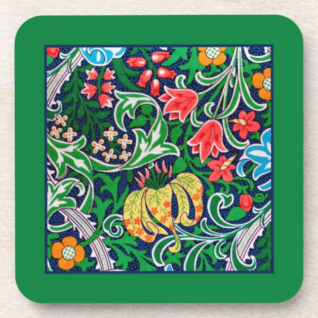 Art Nouveau Jakobsfloral, Emerald Green Getränkeuntersetzer (Vorderseite)