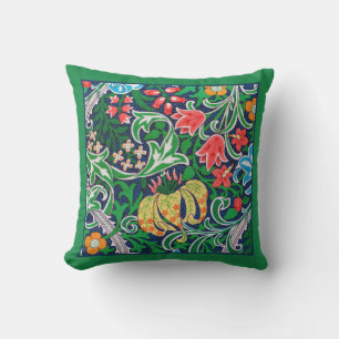 Art Nouveau Jakobsfloral, Emerald Green Kissen