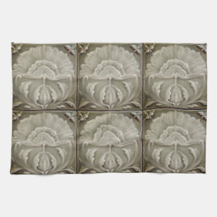 Art nouveau Jugendstil Blumendesign braun Geschirrtuch