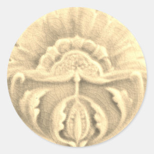 Art nouveau jugendstil Blumenglasur Gold Creme Runder Aufkleber