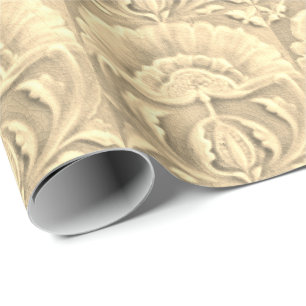 Art nouveau jugendstil Blumenzierfliese Gold Creme Geschenkpapier