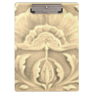Art nouveau jugendstil Blumenzierfliese Gold Creme Klemmbrett