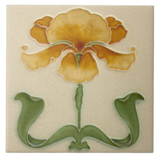 Art Nouveau Keramik Tile - Senf Blume Fliese