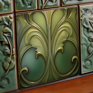 Art Nouveau-Keramikfliese mit üppigen Wirbeln Fliese
