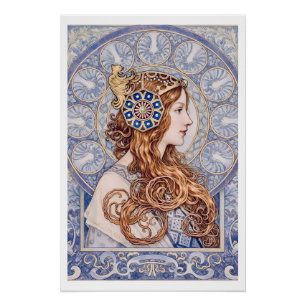 Art Nouveau Königinnenporträt Poster