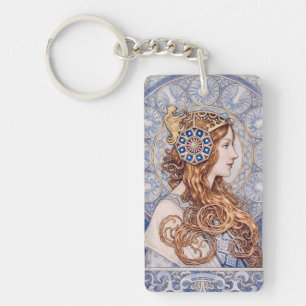 Art Nouveau Königinnenporträt Schlüsselanhänger