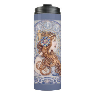 Art Nouveau Königinnenporträt Thermosbecher