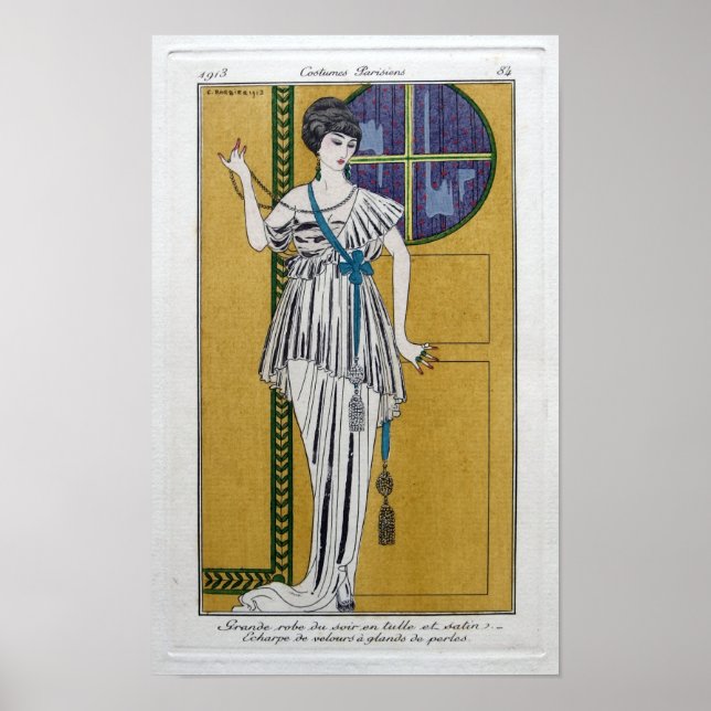 Art Nouveau Kostüme Parisiens von George Barbier Poster (Vorne)