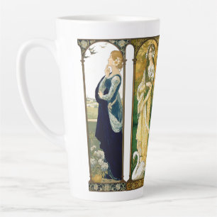 Art Nouveau Lady Bird Schwan Pfau Taube Latte Tass Milchtasse