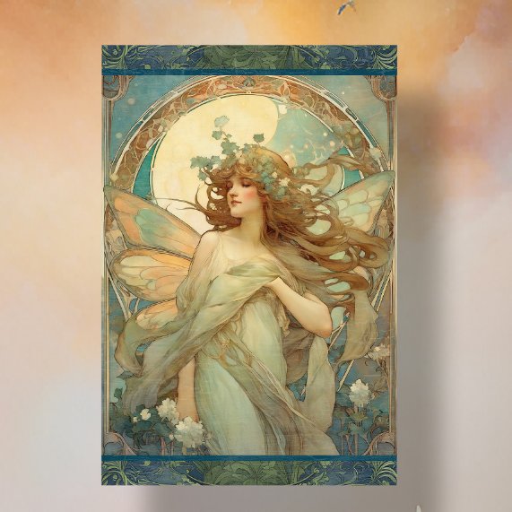 Art Nouveau Lady Fairy Alphonse Mucha Ephemera Seidenpapier (Von Creator hochgeladen)