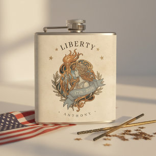 Art Nouveau Lady Liberty USA 250 Motiv ID1303 Flachmann