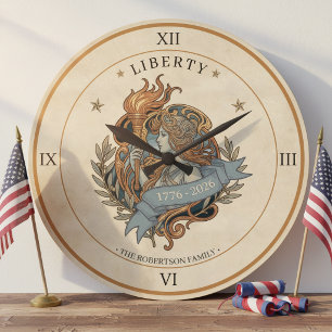 Art Nouveau Lady Liberty USA 250 Motiv ID1303 Große Wanduhr