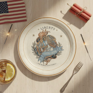 Art Nouveau Lady Liberty USA 250 Motiv ID1303 Pappteller