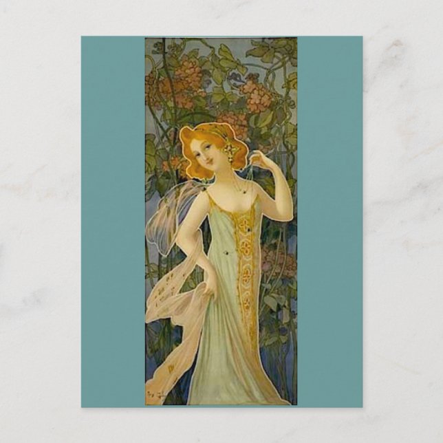 Art Nouveau Lady Postkarte (Vorderseite)