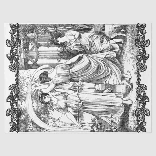 Art Nouveau Ladys Dance Decoupage Tissue Paper Seidenpapier (Vorderseite)