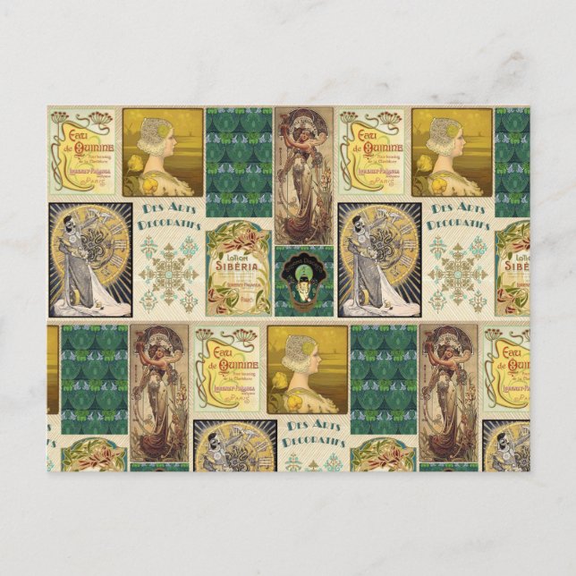 Art Nouveau Ladys Postcard Postkarte (Vorderseite)