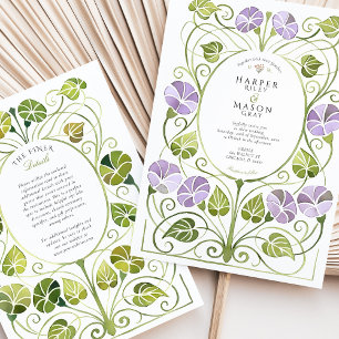 Art Nouveau Lavender Greenerity Foliage Wedding Einladung