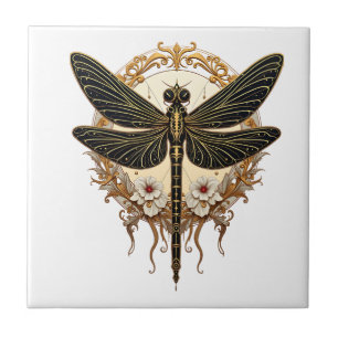 Art Nouveau Libelle Elegant Steampunk Fliese