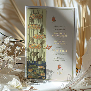 Art Nouveau Libellen- und Blumeneinladung zur Hoch Folieneinladung