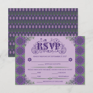 Art Nouveau Lila Distelrad Horizontal RSVP Karte