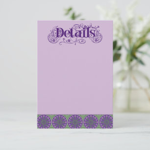 Art Nouveau Lila Distelrad Vertikal Begleitkarte