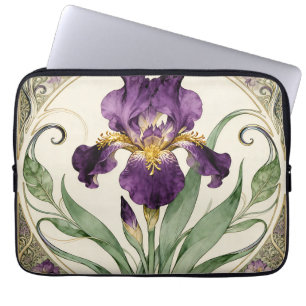 Art Nouveau Lila Iris Laptopschutzhülle