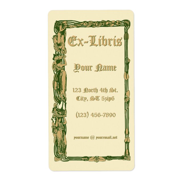 Art Nouveau Lily Border Ex Libris Template (Vorne)