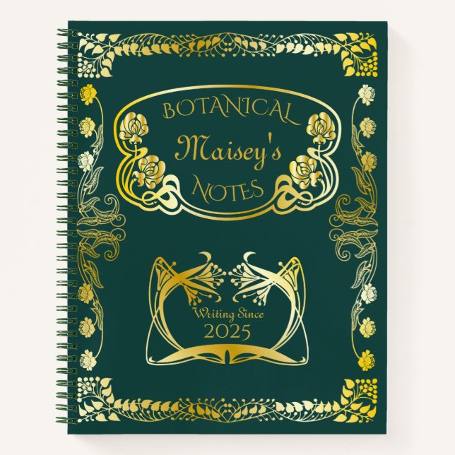 Art Nouveau Livre Couverture Botanique Motifs Vert (Devant)