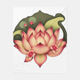 Art Nouveau Lotus mit Water Lilis Fleecedecke