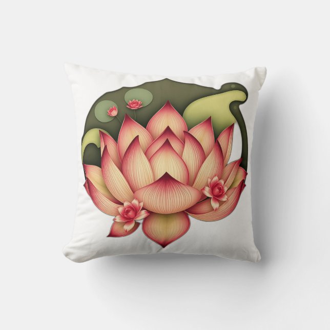 Art Nouveau Lotus mit Water Lilis Kissen (Vorderseite)