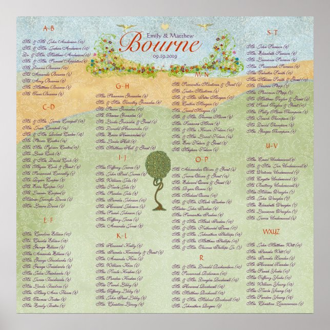 Art Nouveau Love Bird Wedding Poster (Vorne)