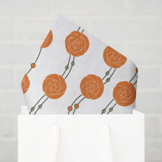 Art Nouveau Mackintosh Rose Stripes Orange Seidenpapier