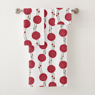 Art Nouveau Mackintosh Rose Stripes Red Badhandtuch Set