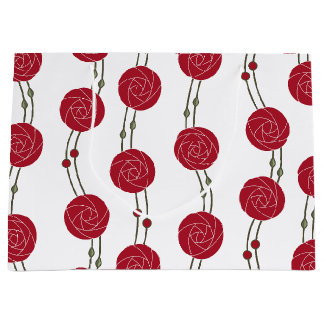 Art Nouveau Mackintosh Rose Stripes Red Große Geschenktüte