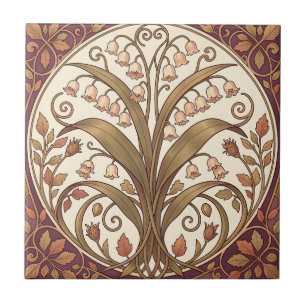 Art Nouveau Maiglöckchen Botanik  Fliese