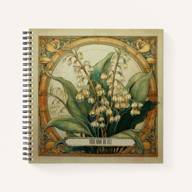 Art Nouveau Maiglöckchen Notizbuch (Vorderseite)