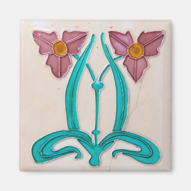 Art Nouveau Majolica Tile Magnet (Vorne)