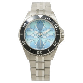 Art Nouveau Mandala in Blue Armbanduhr