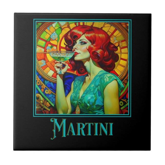 Art Nouveau Martini Fliese (Vorderseite)