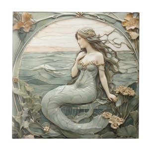 Art Nouveau Meerjungfrau Imitats Relief Minze Meer Fliese