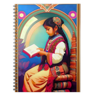 Art Nouveau Mexican Girl Reading Notizblock