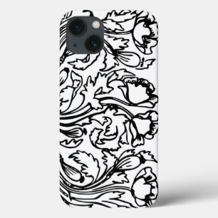 Art Nouveau Mohn floral Schwarz-weiß elegant Case-Mate iPhone Hülle