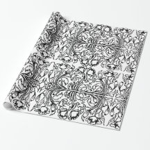 Art Nouveau Mohn floral Schwarz-weiß elegant