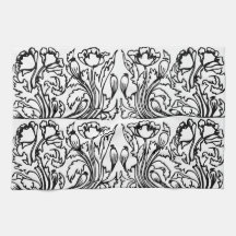 Art Nouveau Mohn floral Schwarz-weiß elegant
