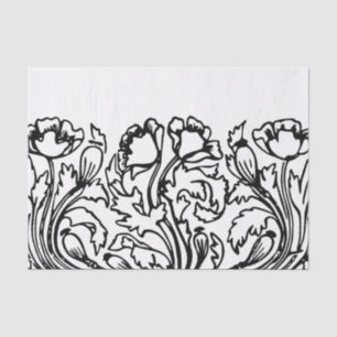 Art nouveau Mohnblume schwarz weiß elegant Seidenpapier