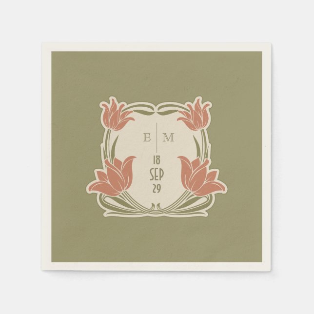 Art Nouveau Monogram Initials Table Decor Serviette (Vorderseite)