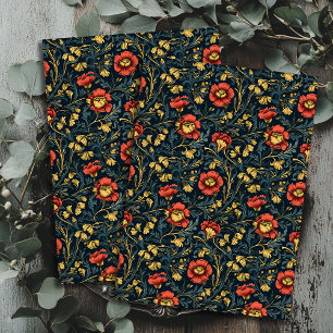 Art Nouveau Morris Rotes Gold Pastellblau Seidenpapier