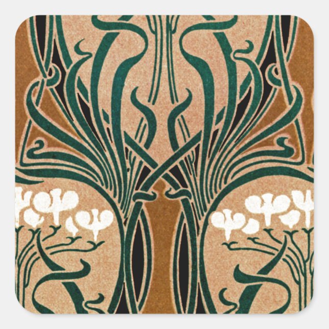 Art Nouveau Muster #9 Quadratischer Aufkleber (Vorderseite)