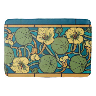Art Nouveau Nasturtium Blau Gold floral Verneuil Badematte