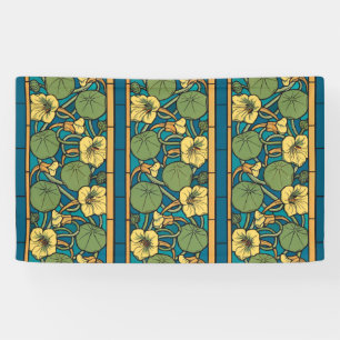 Art Nouveau Nasturtium Blau Gold floral Verneuil Banner